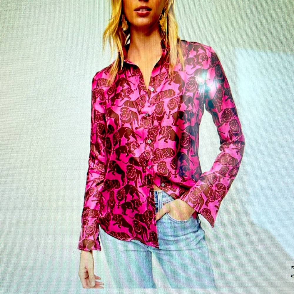 NEW!  J.Crew Silk Twill Sleeping Lions print